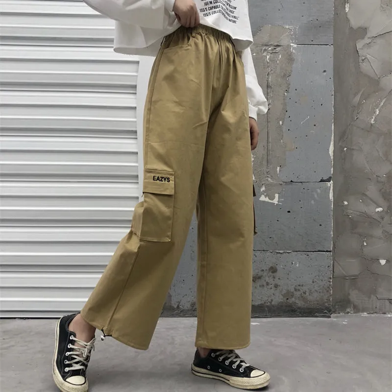 2022 Blogger harajuku streetwear drawstring cuff cargo pants for boys and girls overalls