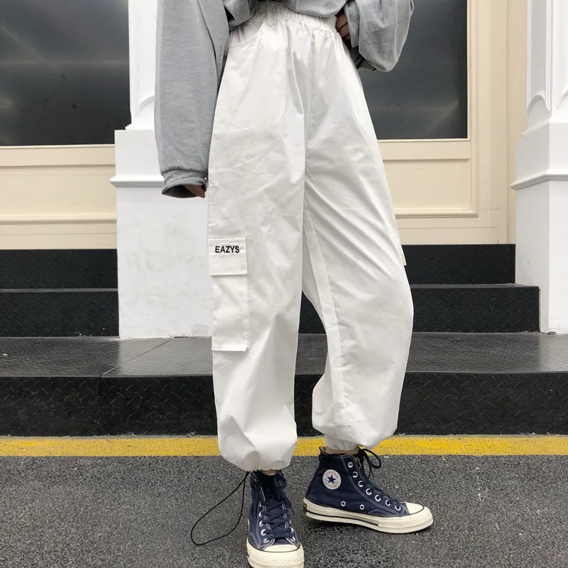 2022 Blogger harajuku streetwear drawstring cuff cargo pants for boys and girls overalls