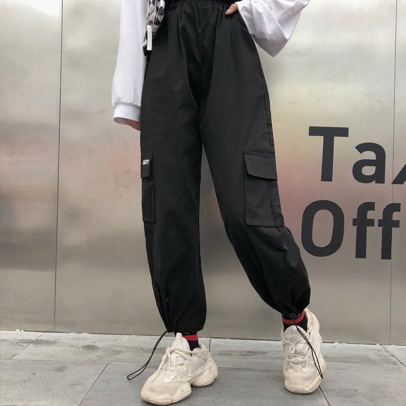 2022 Blogger harajuku streetwear drawstring cuff cargo pants for boys and girls overalls