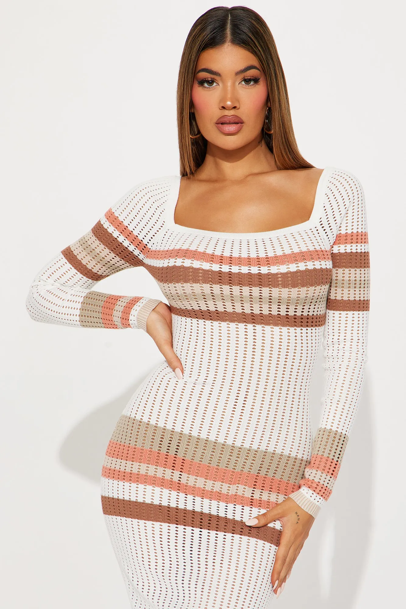 Bianca Sweater Midi Dress - Ivory/combo