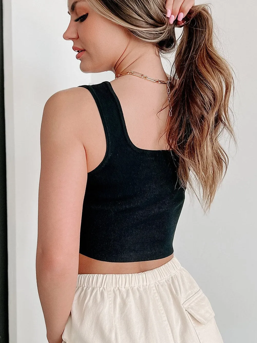 Black Pearl Embellished Square Neck Sleeveless Top