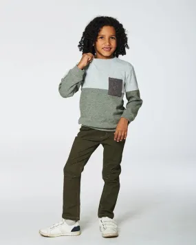 Color block Sweater w/ Quilted Pocket
