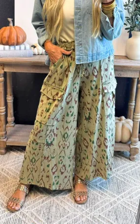 Ethnic Printed Mineral Cargo Pants
