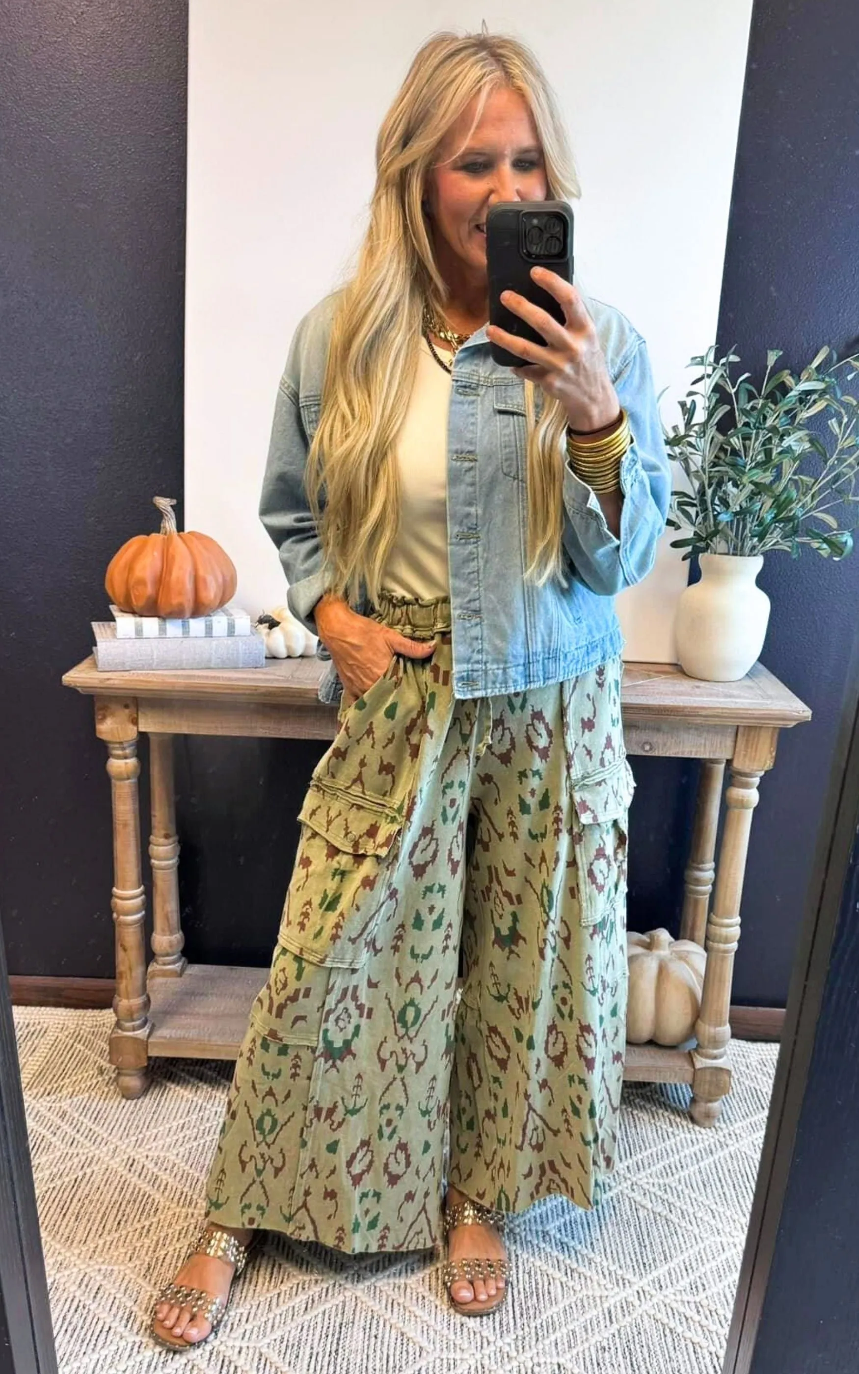 Ethnic Printed Mineral Cargo Pants