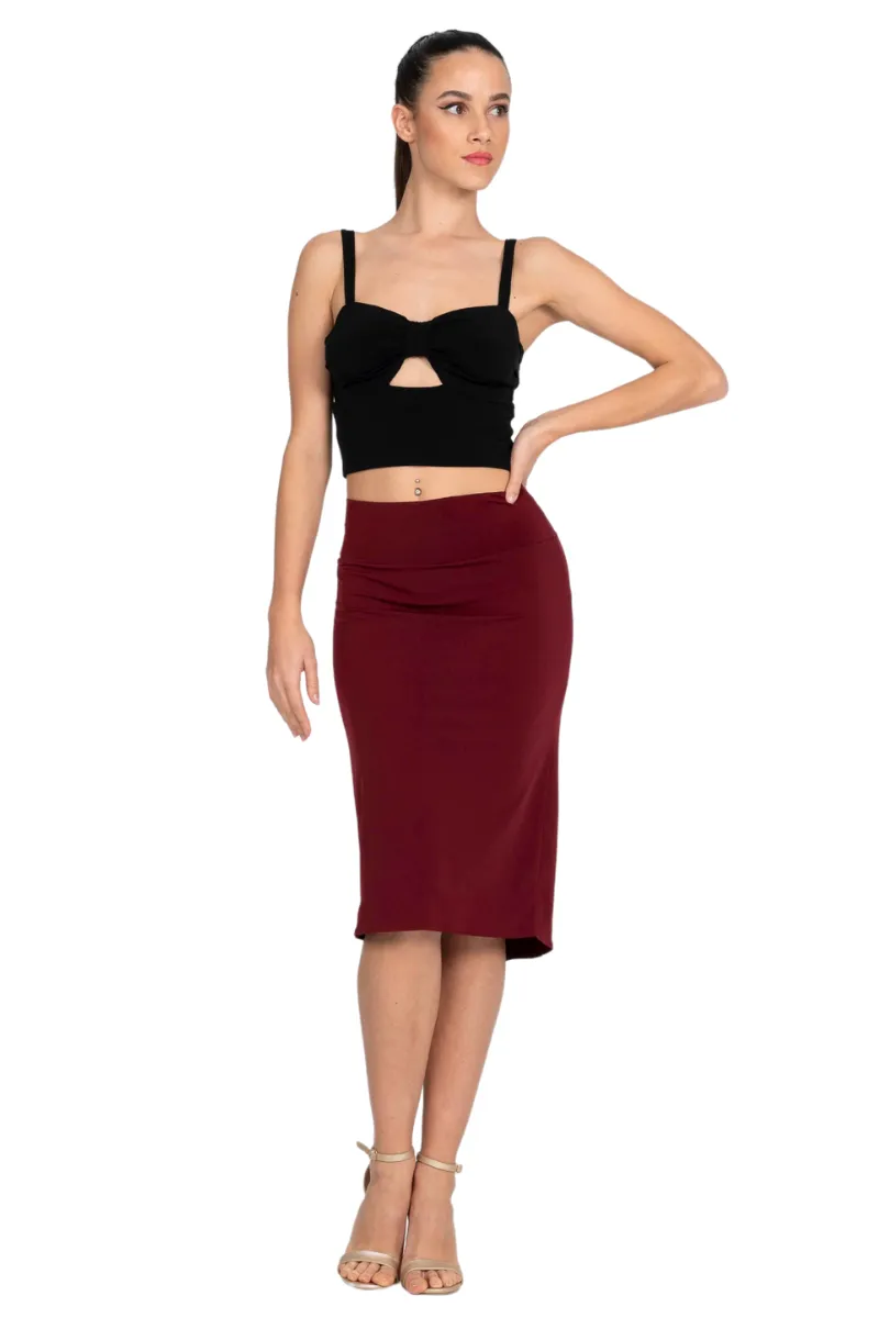 Fishtail Tango Skirt With Back Slit (M) (Brick Red)