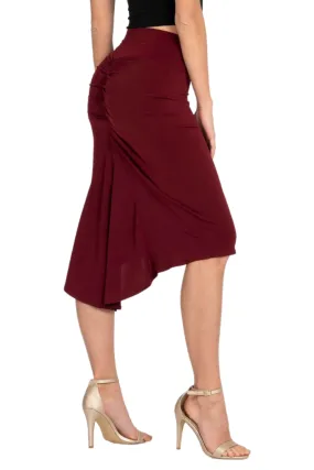 Fishtail Tango Skirt With Back Slit (M) (Brick Red)