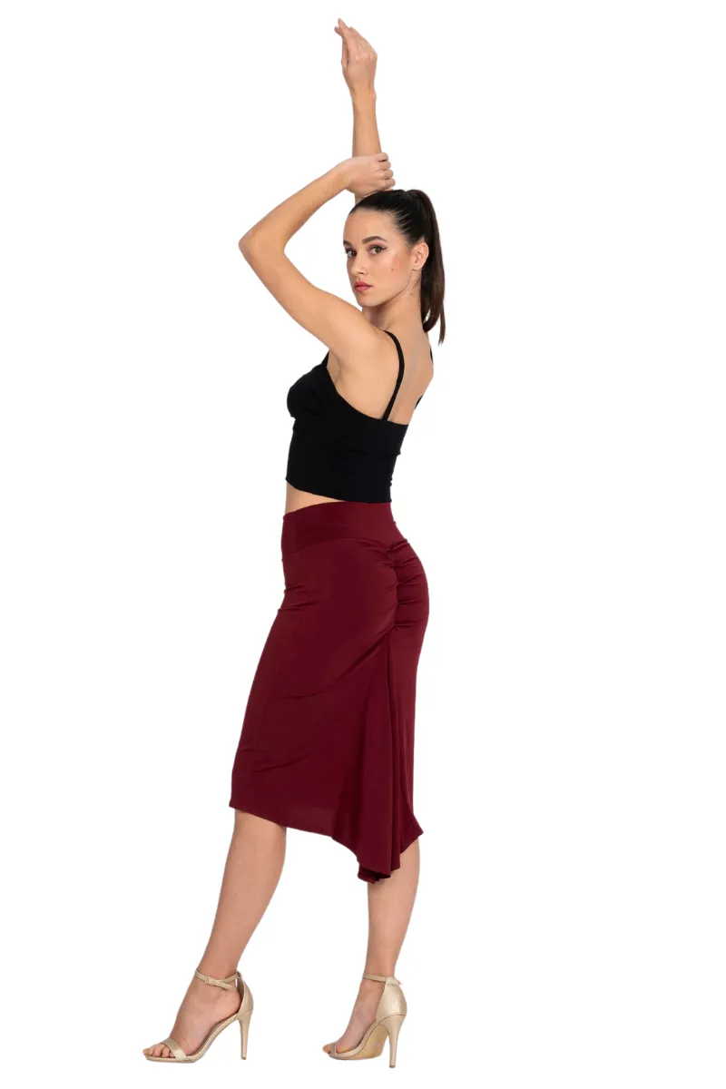 Fishtail Tango Skirt With Back Slit (M) (Brick Red)