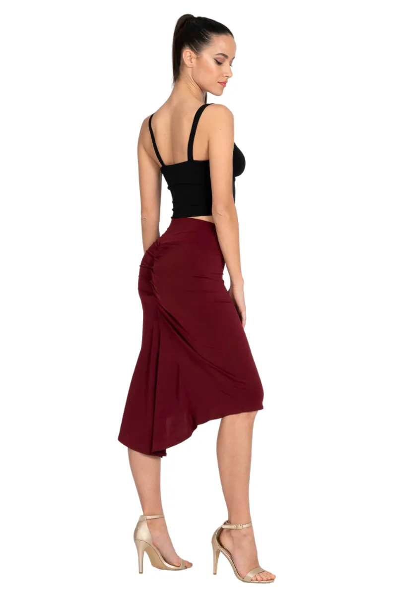 Fishtail Tango Skirt With Back Slit (M) (Brick Red)
