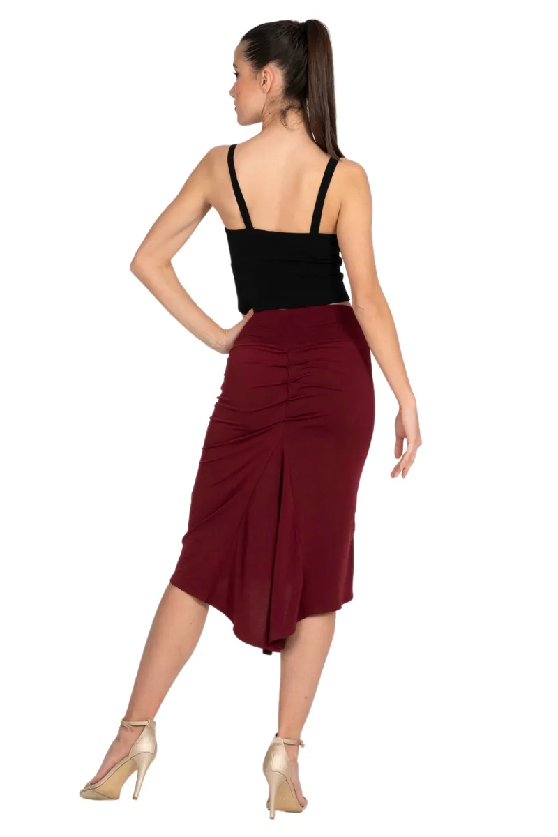 Fishtail Tango Skirt With Back Slit (M) (Brick Red)