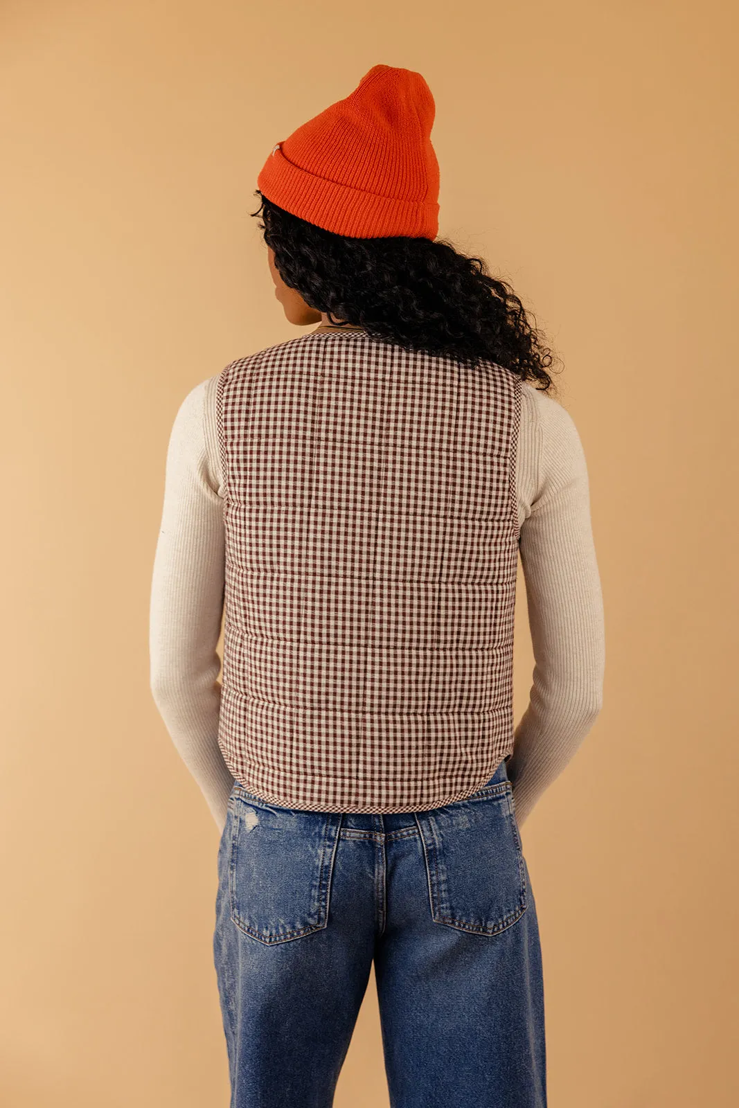 Free Now Gingham Quilted Tie Vest