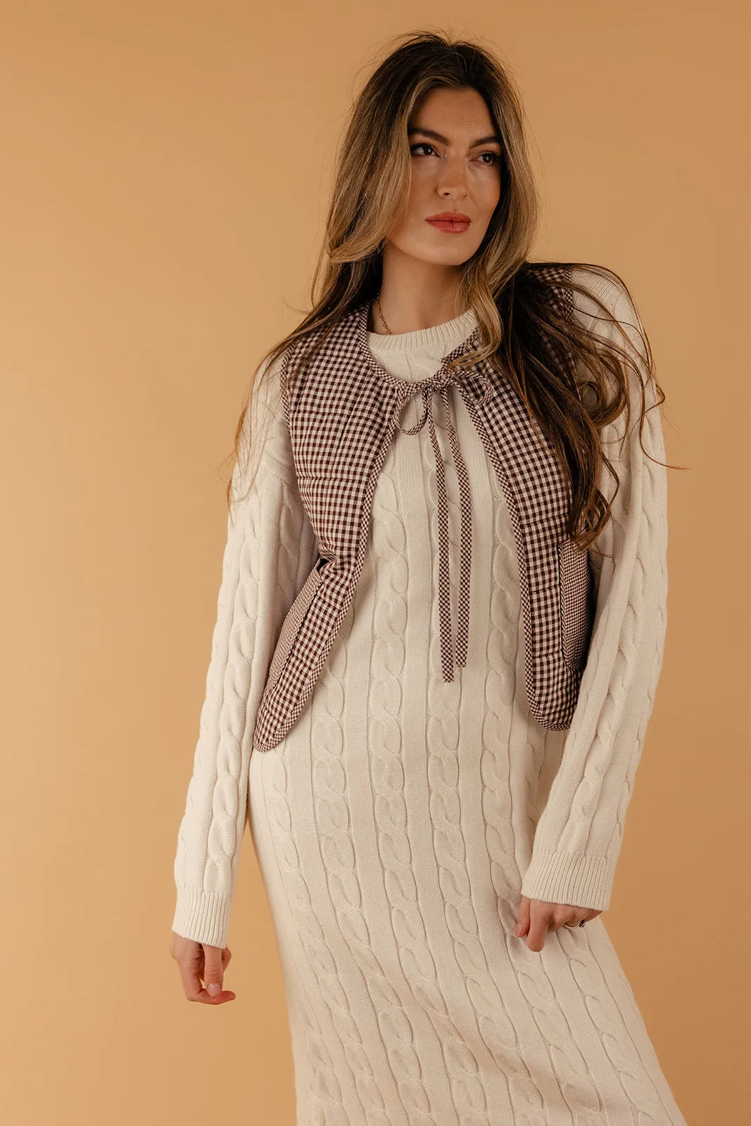 Free Now Gingham Quilted Tie Vest