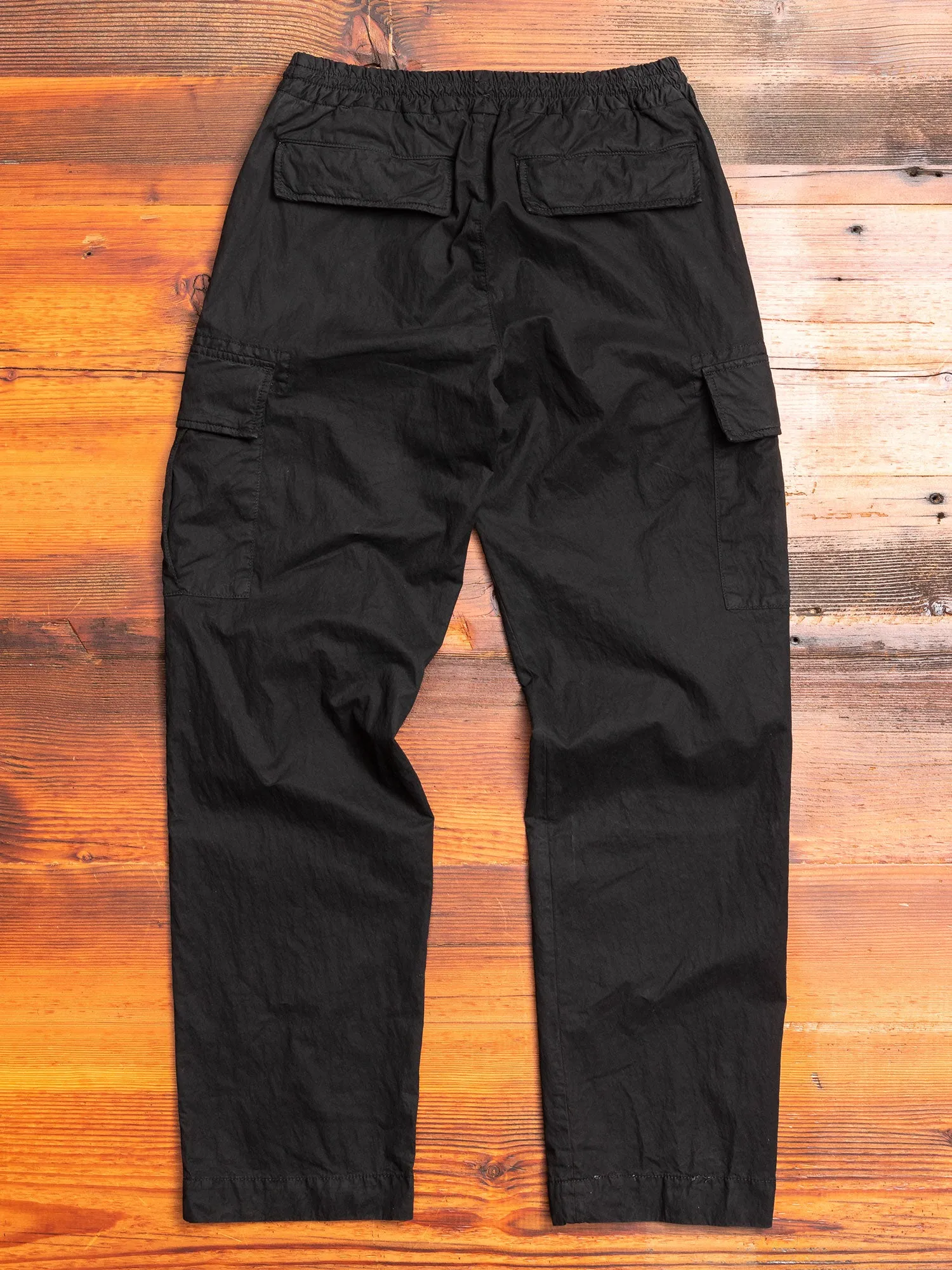 Garment Dyed Cargo Trousers in Black