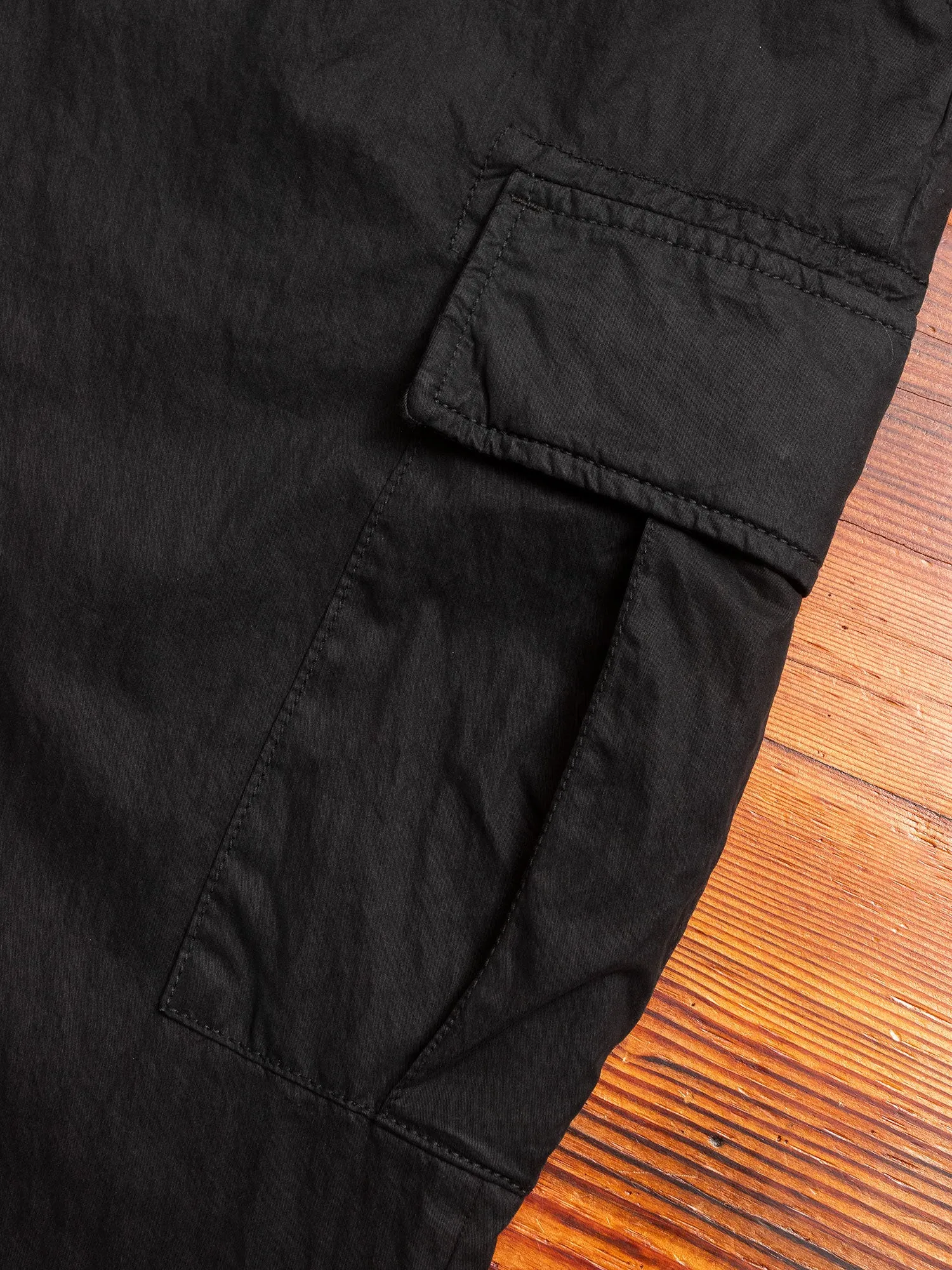 Garment Dyed Cargo Trousers in Black