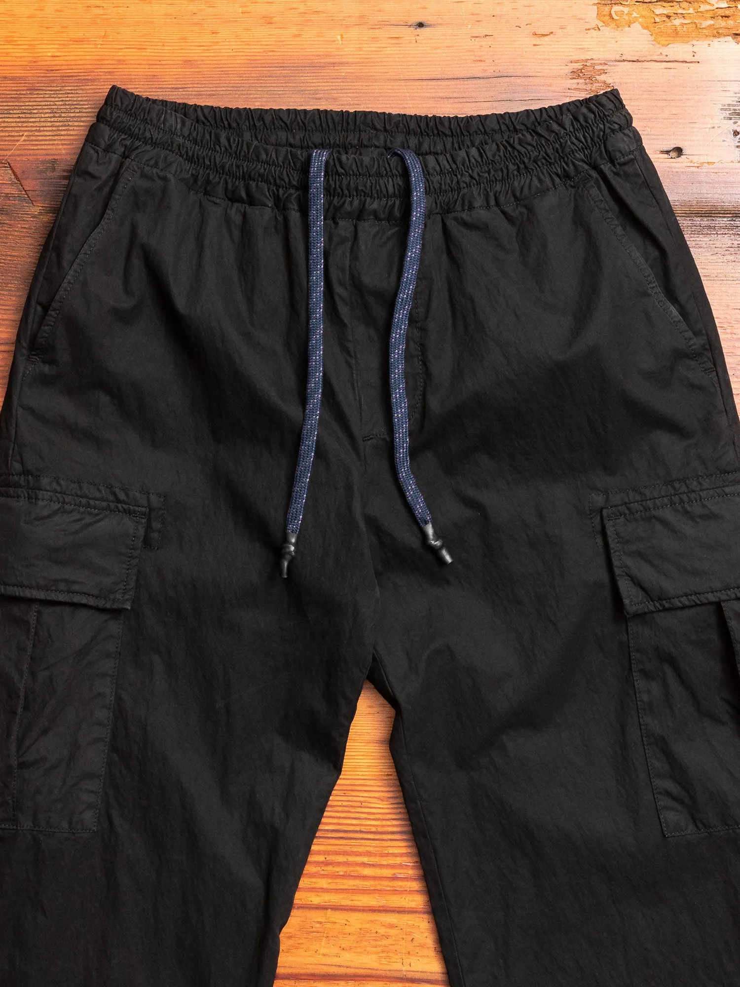 Garment Dyed Cargo Trousers in Black