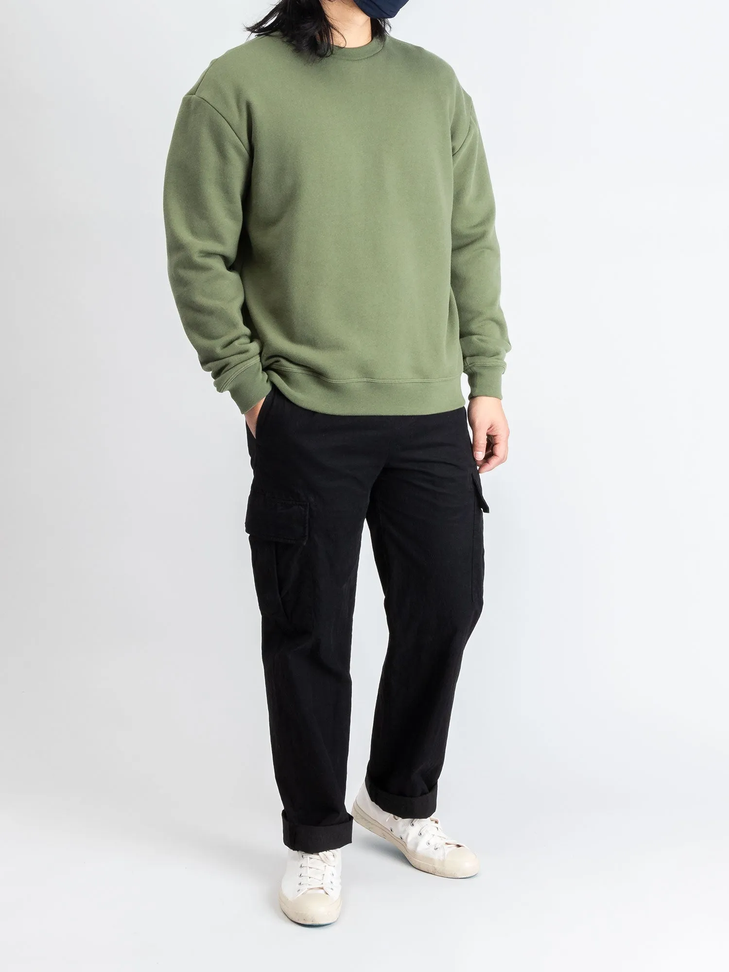 Garment Dyed Cargo Trousers in Black