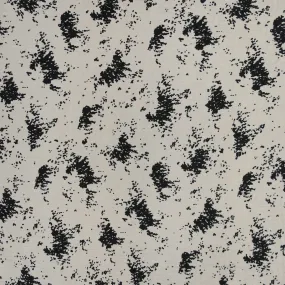 Ivory and Black Abstract Modern Textured Brocade Fabric