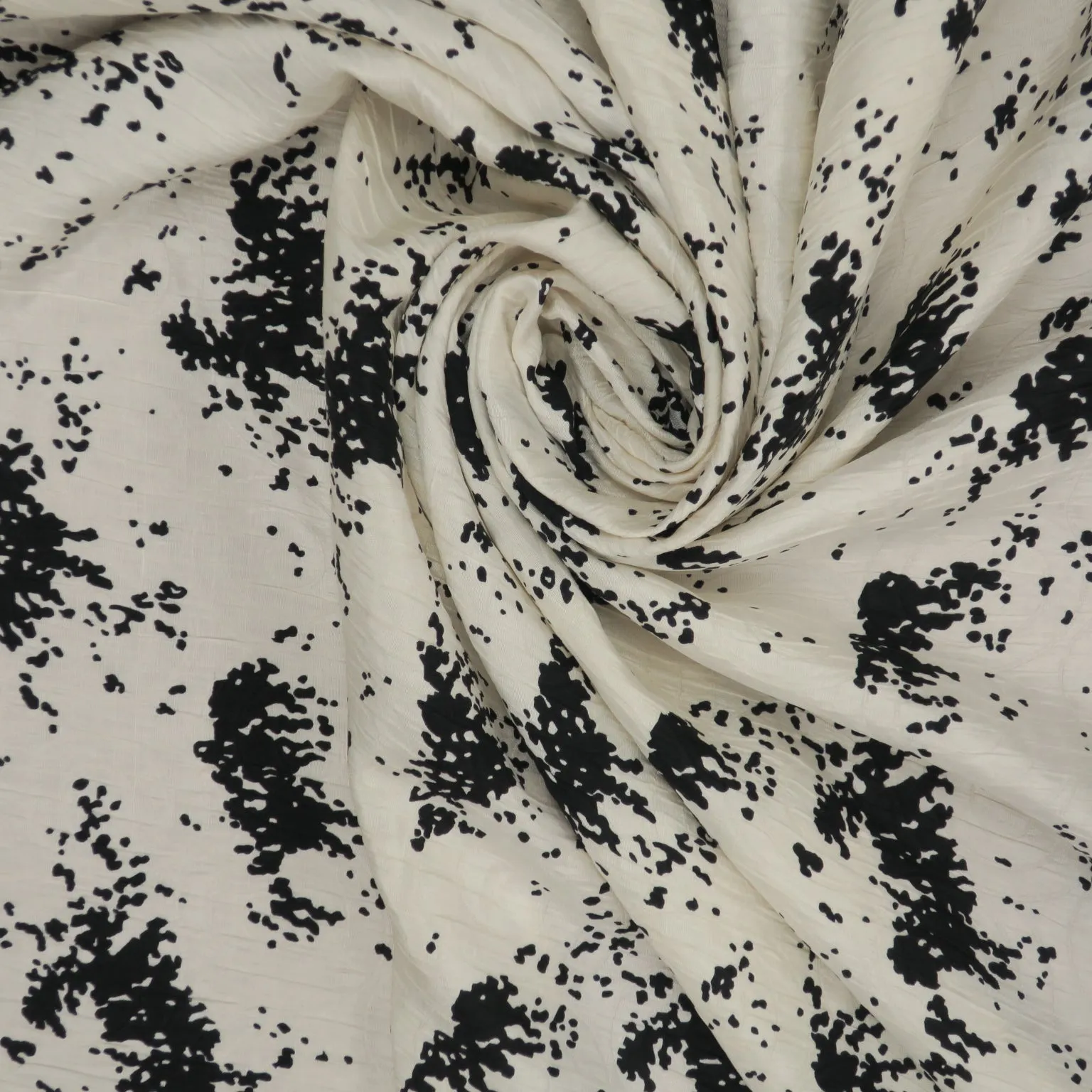 Ivory and Black Abstract Modern Textured Brocade Fabric