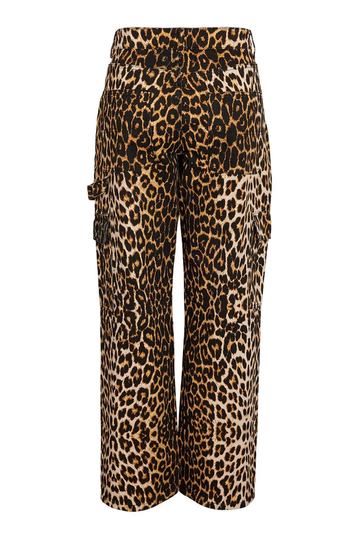 Leopard Print Cargo Jeans