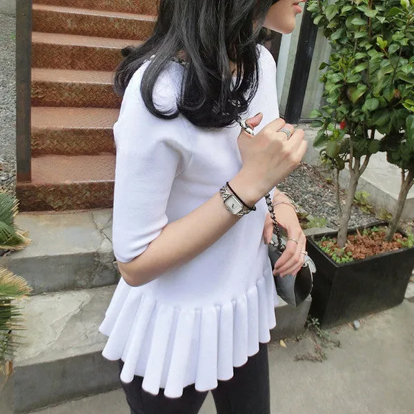 Linda White Knit Peplum Top