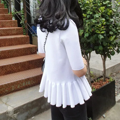 Linda White Knit Peplum Top