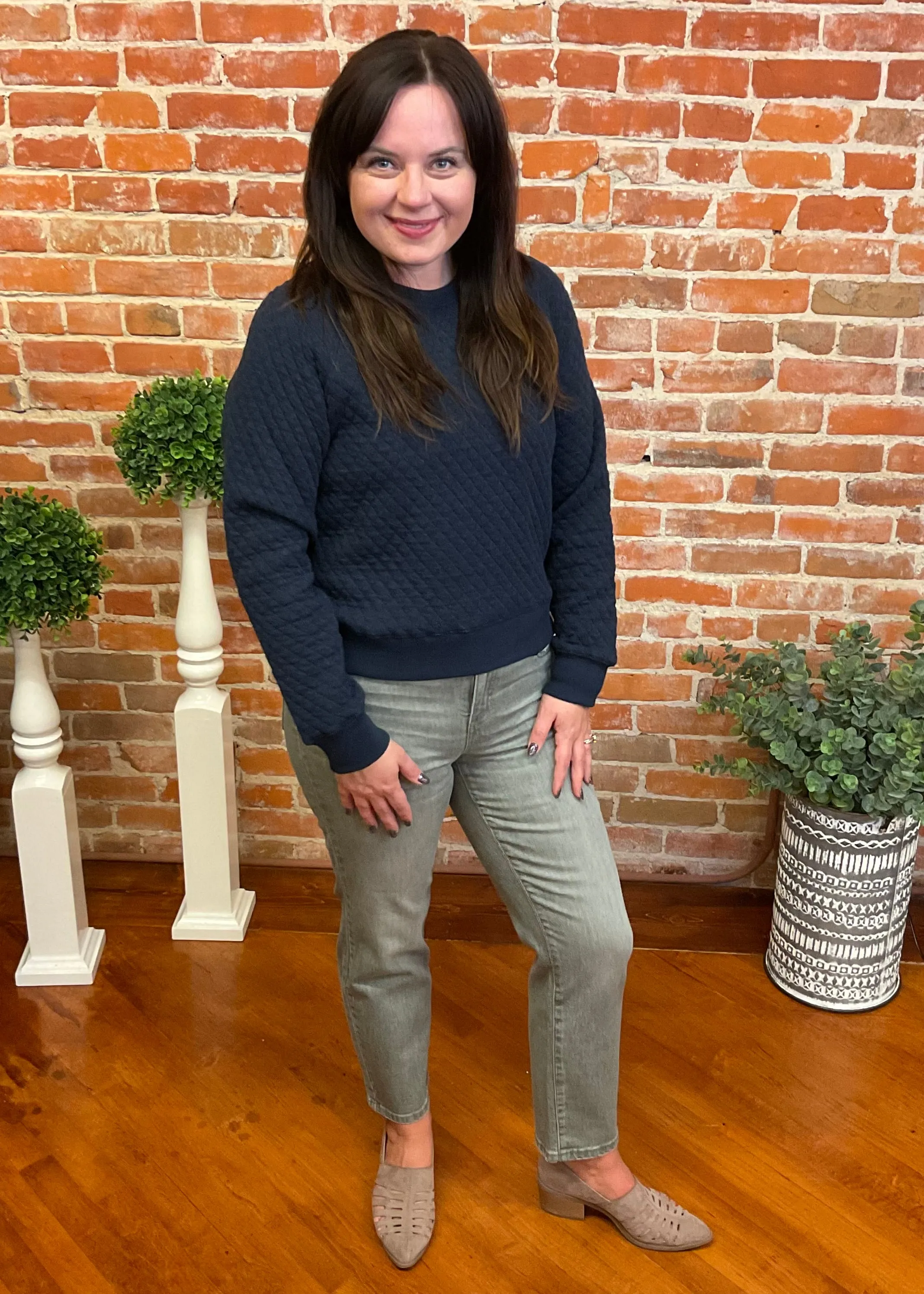 Navy Quilted Sweater