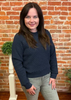 Navy Quilted Sweater