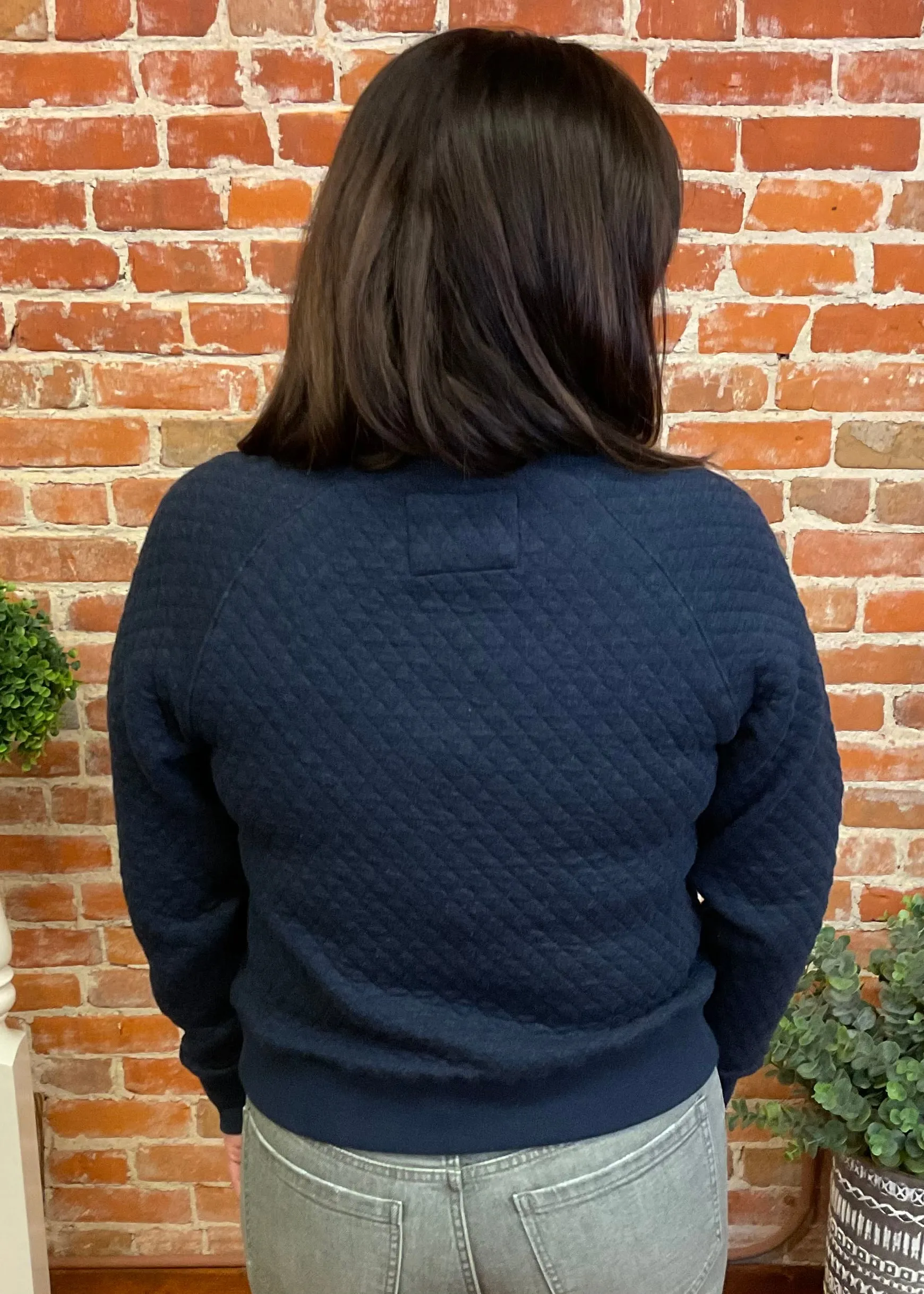 Navy Quilted Sweater