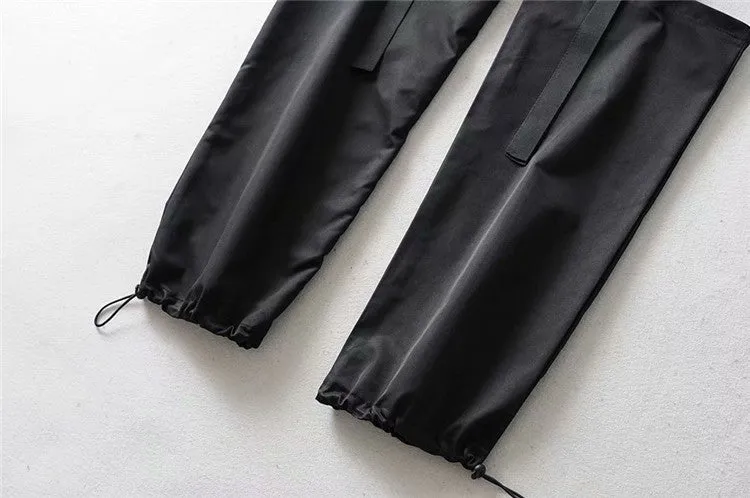 Street hipster rock style baggy buckle casual cargo pants loose fit detachable shorts streetwear