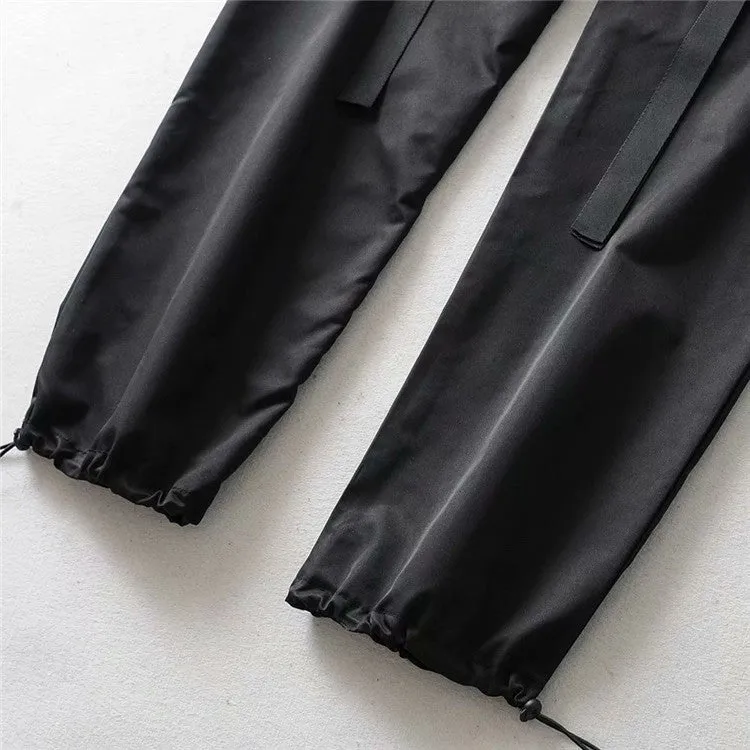 Street hipster rock style baggy buckle casual cargo pants loose fit detachable shorts streetwear