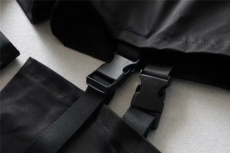 Street hipster rock style baggy buckle casual cargo pants loose fit detachable shorts streetwear