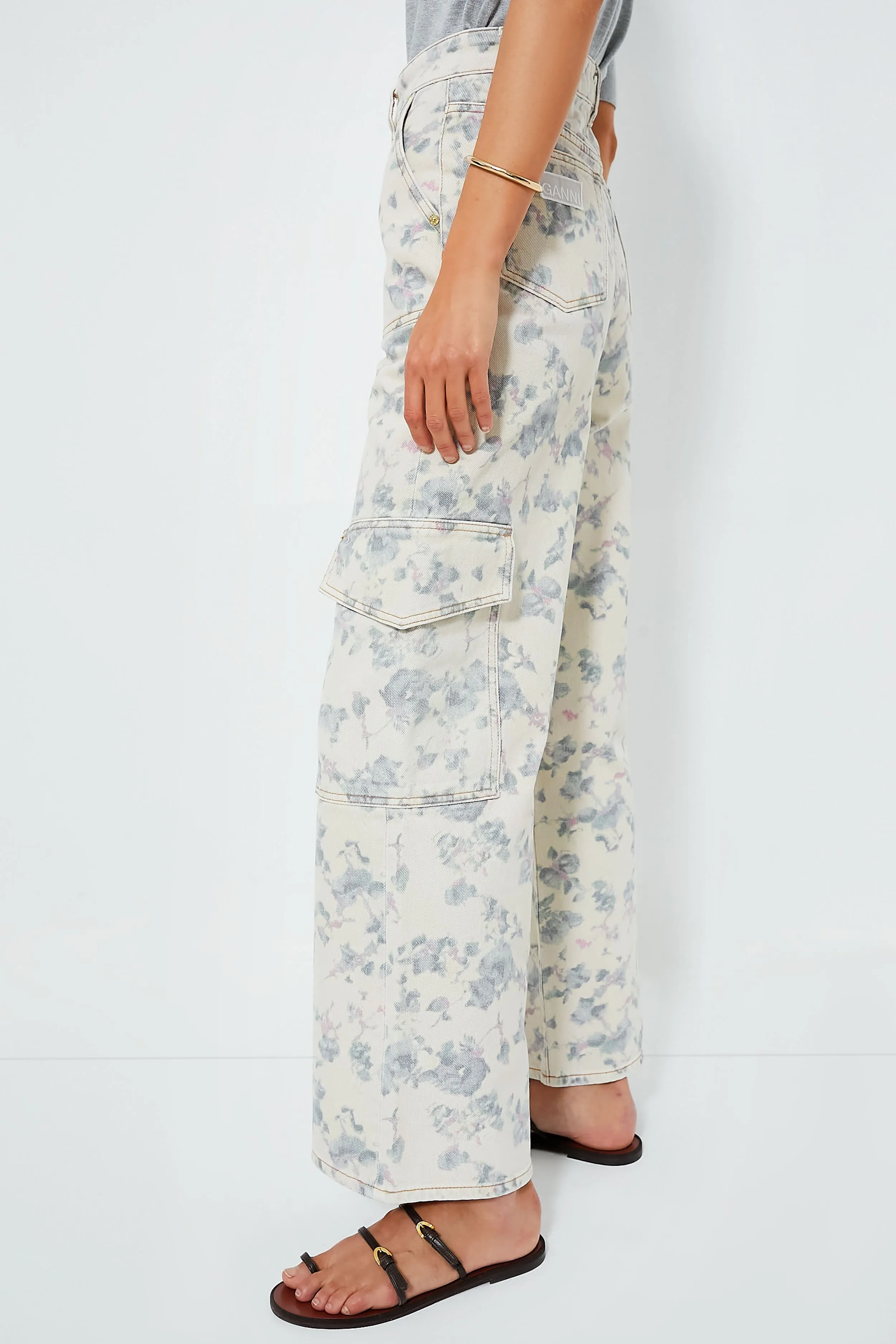 Tofu Print Denim Angi Cargo Pant