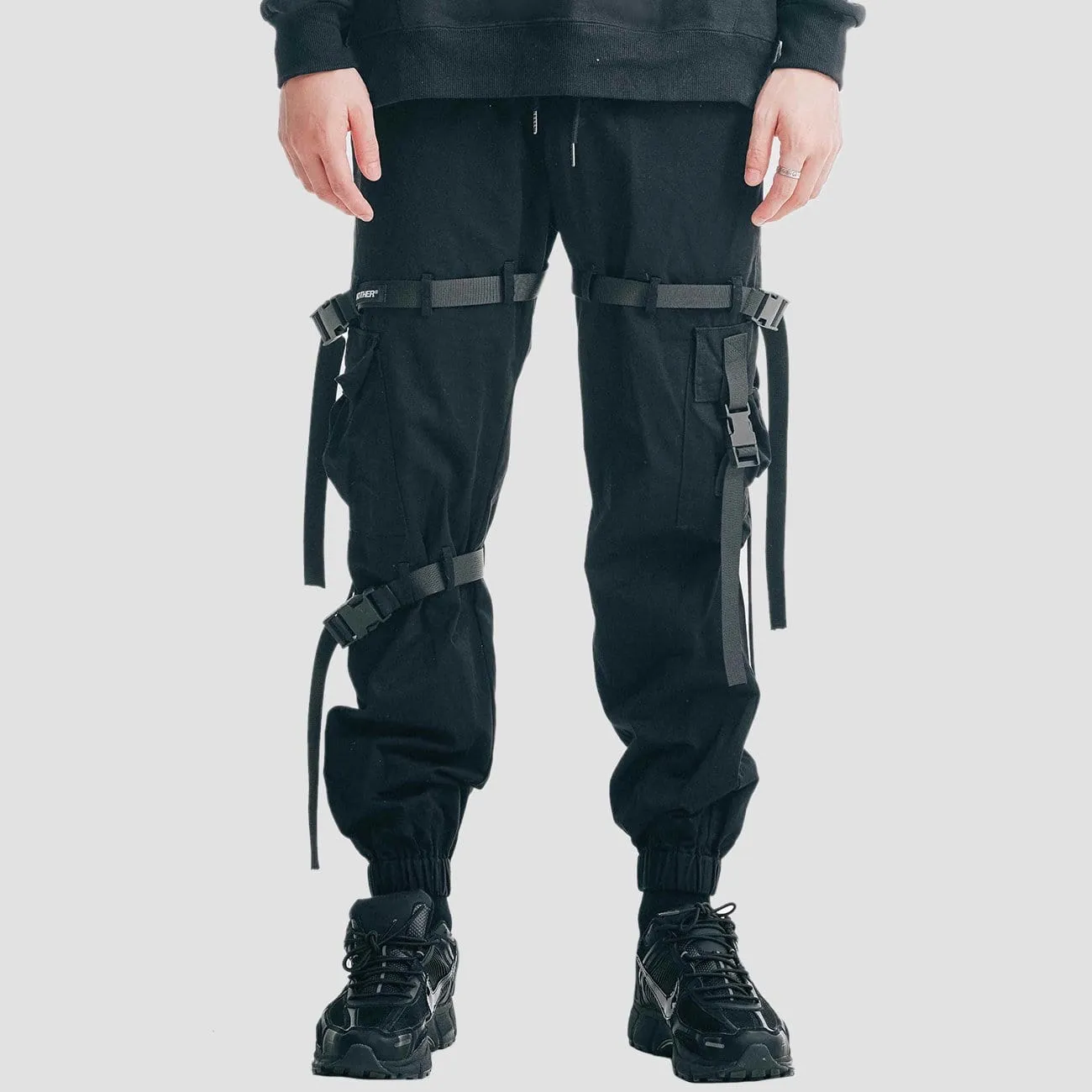 WLS Techwear Multi Pockets Ribbons Cargo Pants
