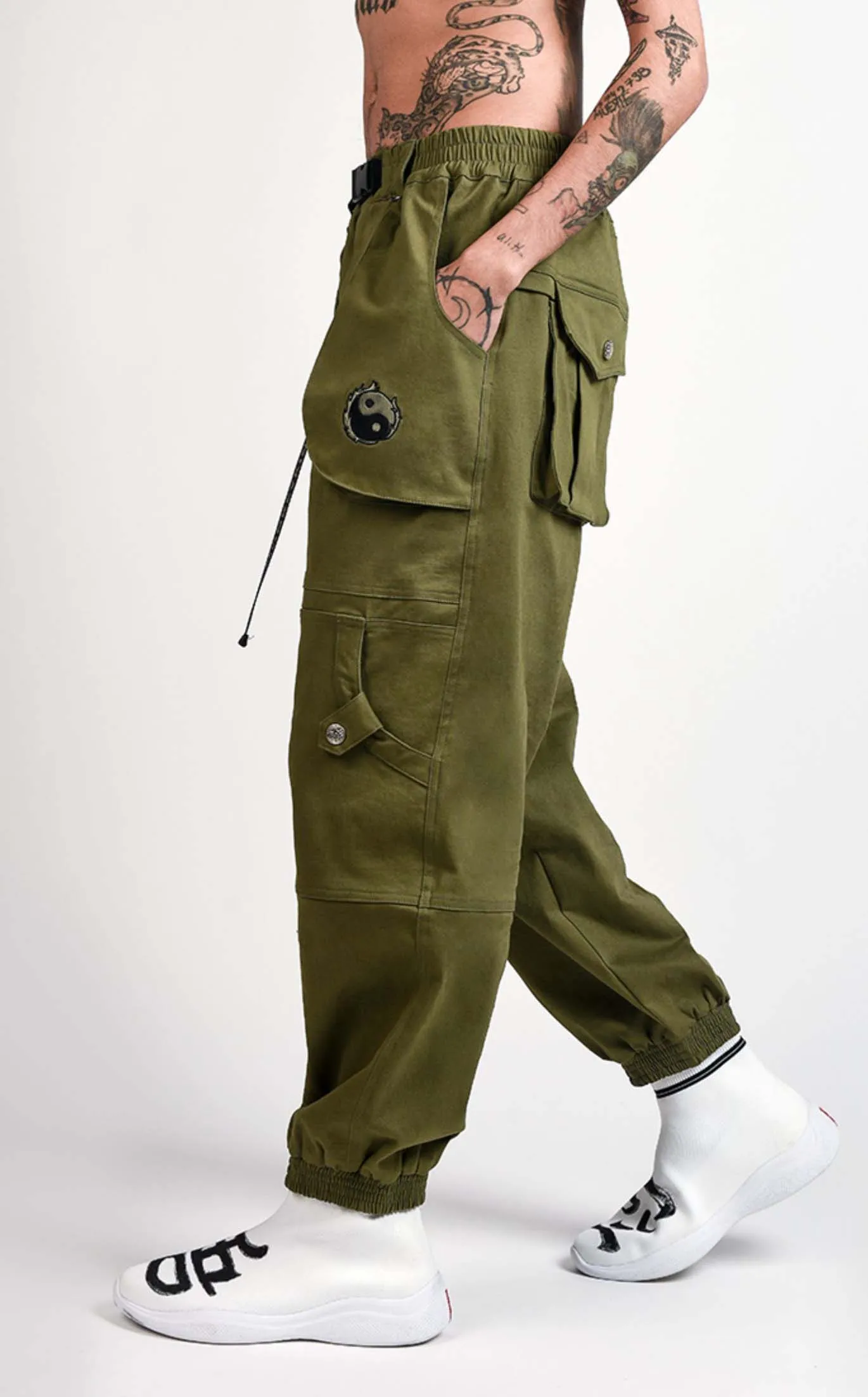 Yin Yang Army Green Cargo Pants