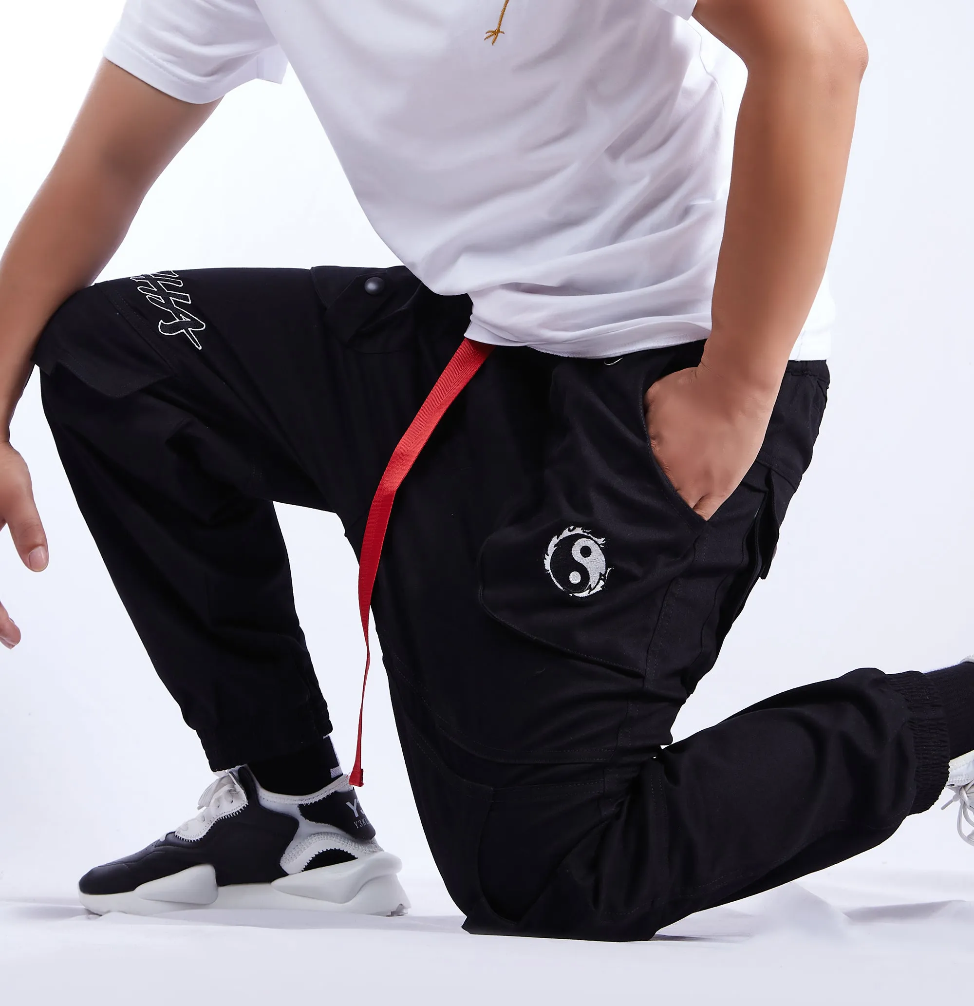 Yin Yang Black Cargo Pants