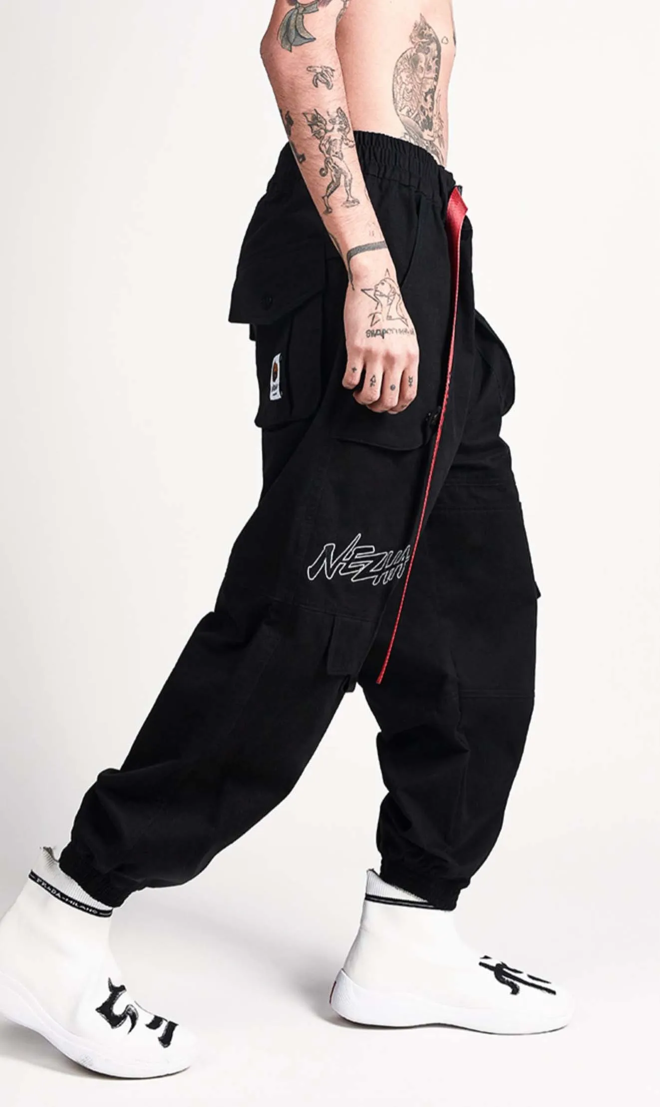 Yin Yang Black Cargo Pants