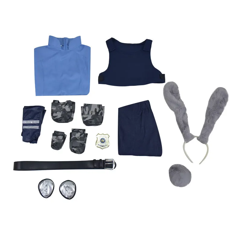 Zootopia Judy Hopps Cosplay Costume Rabbit Police Uniform Halloween Carnival Suit With Ear